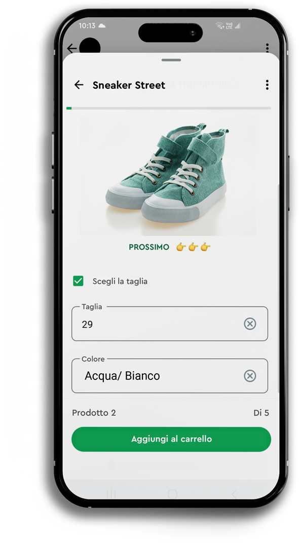 Interface do catálogo de produtos com sugestões inteligentes da VoxMe